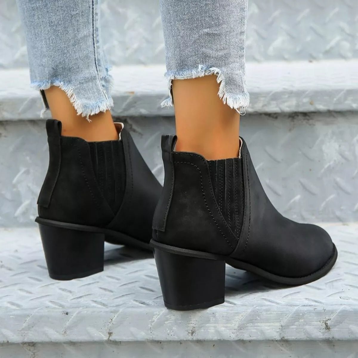 Point Toe Block Heels Boots - MAD RUFFI