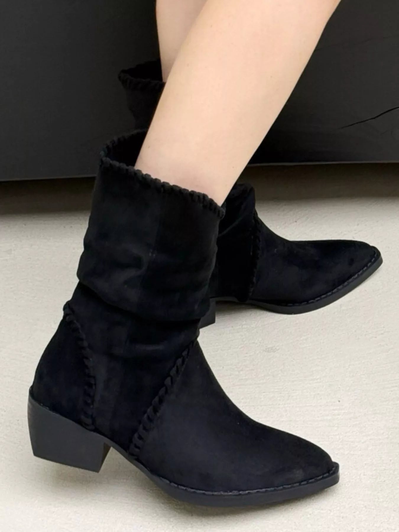 Point Toe Block Heels Boots - MAD RUFFI