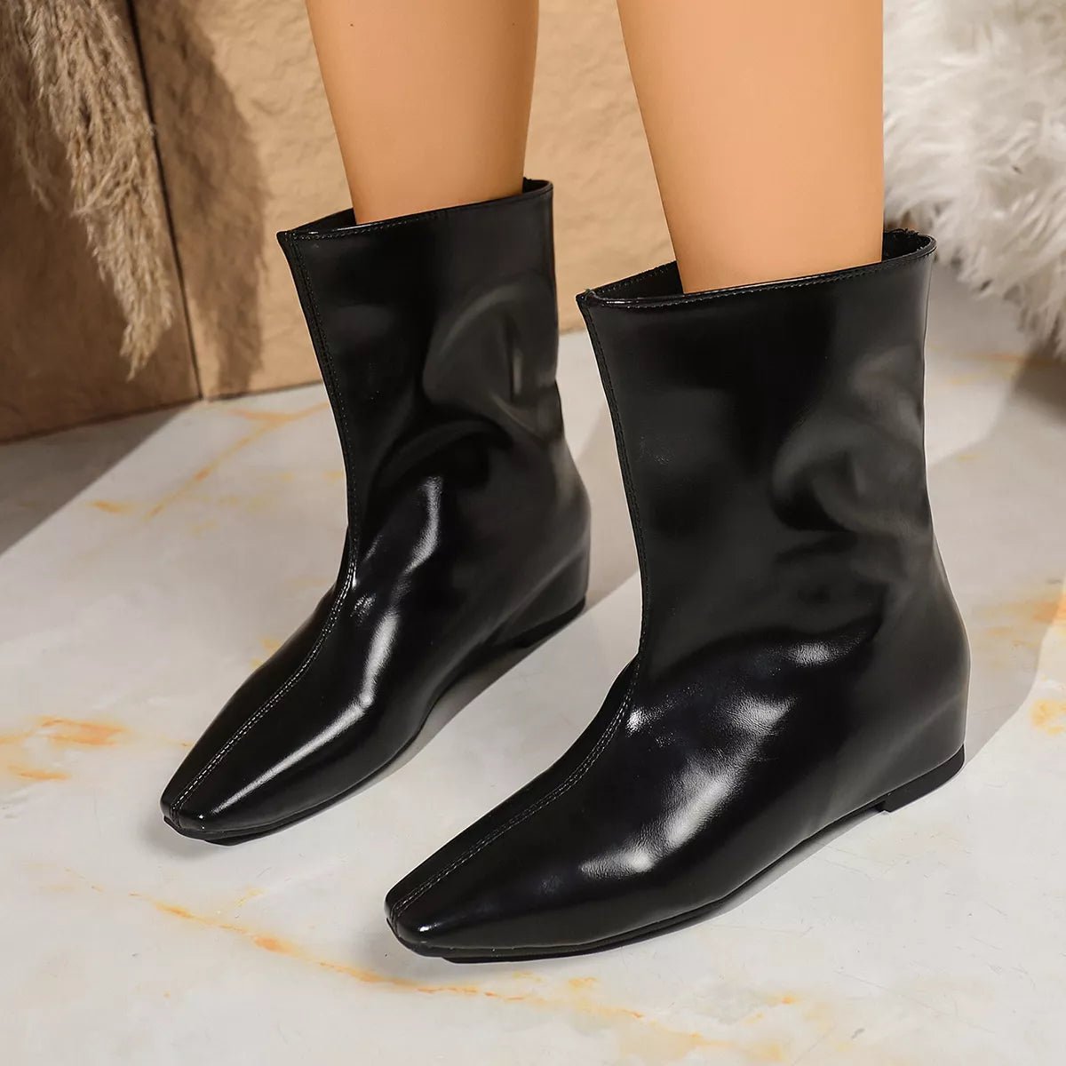 Point Toe Leather Boots - MAD RUFFI