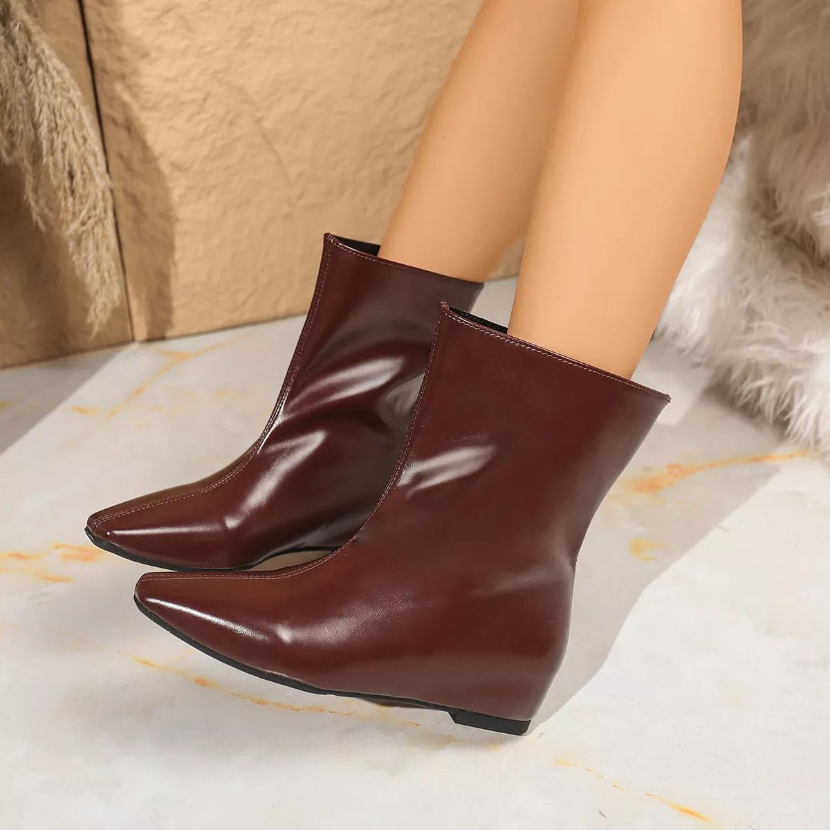 Point Toe Leather Boots - MAD RUFFI