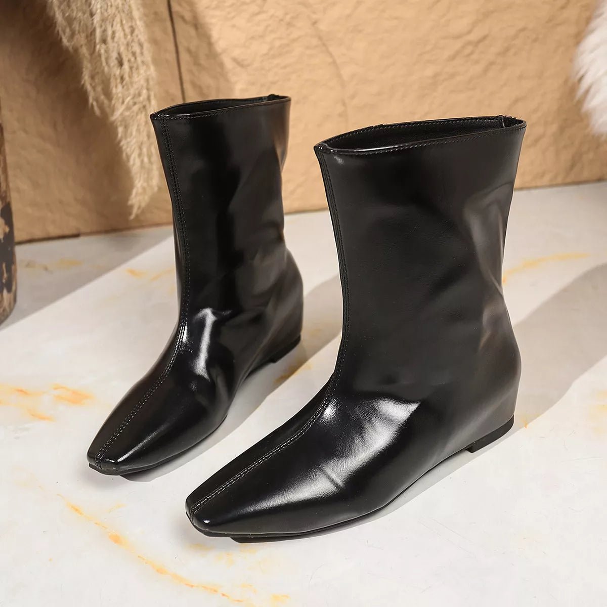 Point Toe Leather Boots - MAD RUFFI