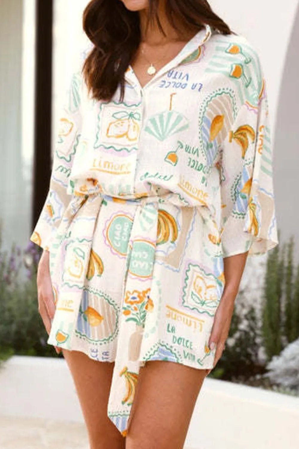 Printed 3/4 Sleeve Romper - MAD RUFFI