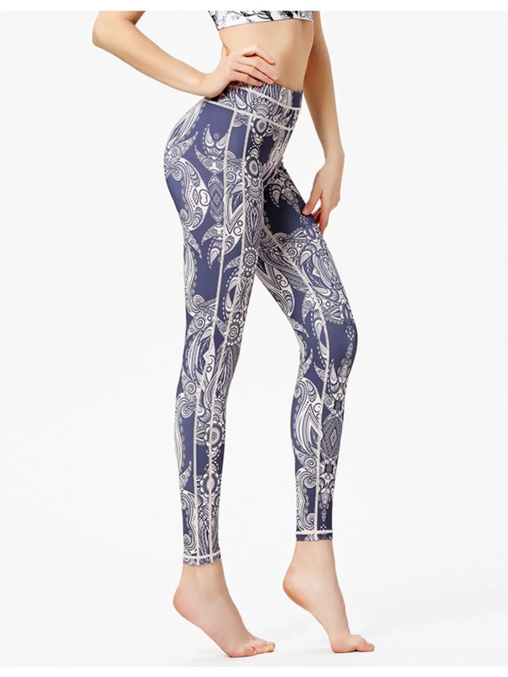 Printed Active High Waist Leggings - MAD RUFFI
