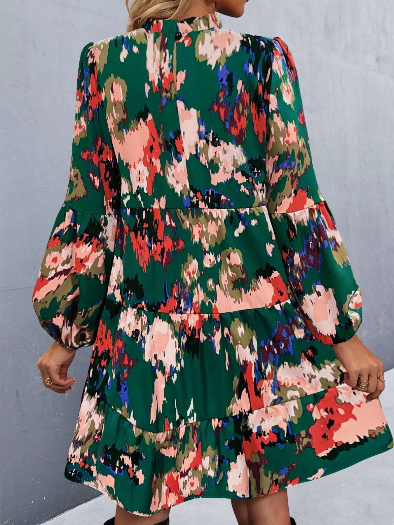 Printed Balloon Sleeve Mini Dress - MAD RUFFI