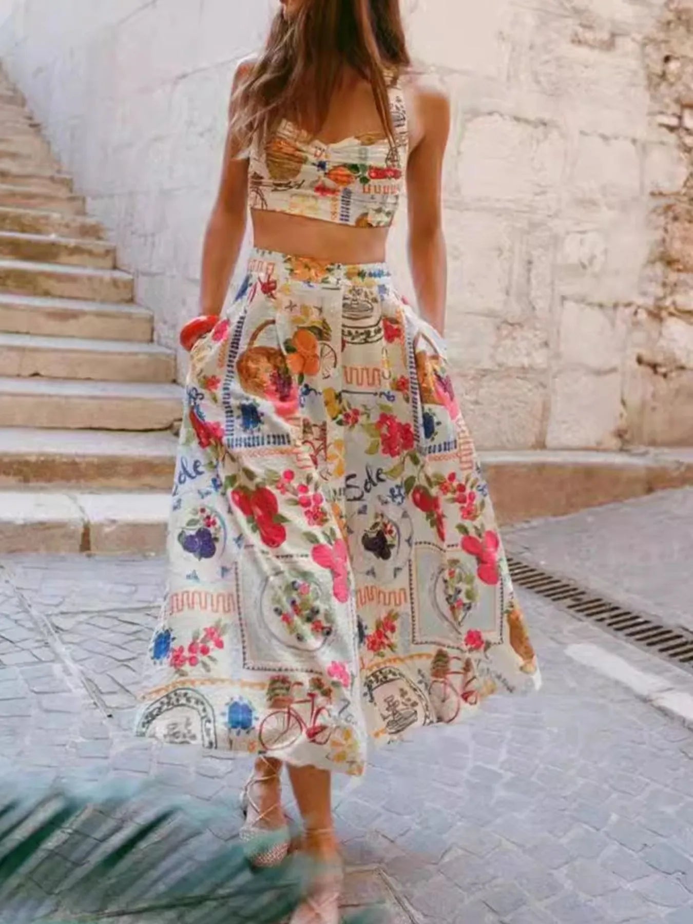 Printed Cami and Skirt Set - MAD RUFFI