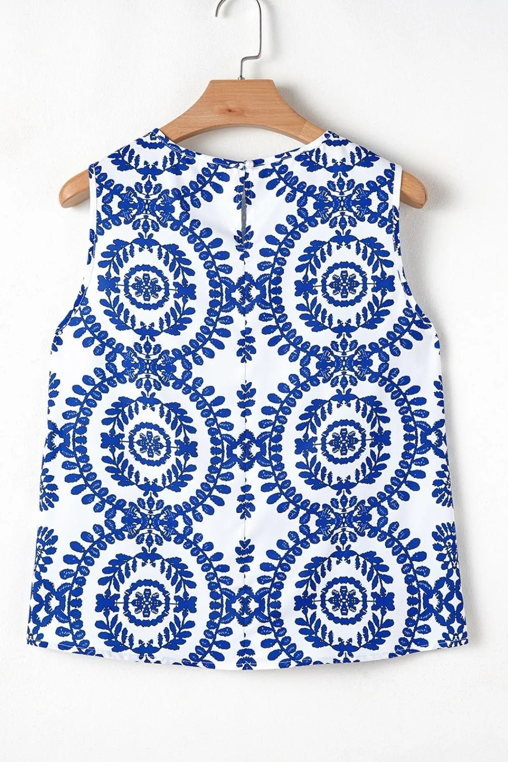 Printed Crew Neck Sleeveless Top - MAD RUFFI