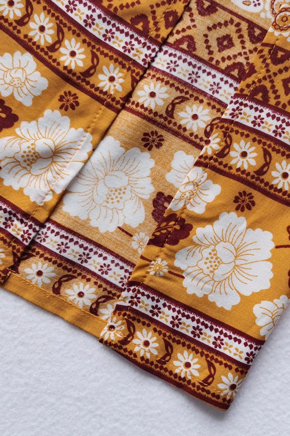 Printed Half Sleeve Top and Slit Skirt Set - MAD RUFFI