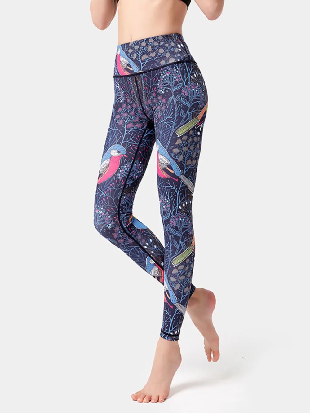 Printed High Waist Active Leggings - MAD RUFFI