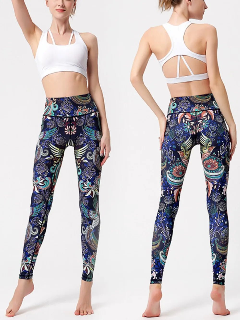 Printed High Waist Active Leggings - MAD RUFFI