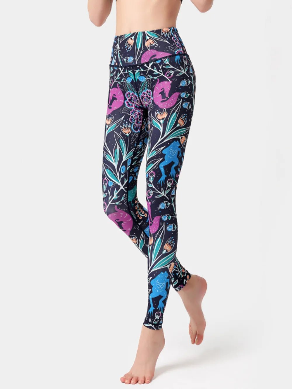 Printed High Waist Active Leggings - MAD RUFFI