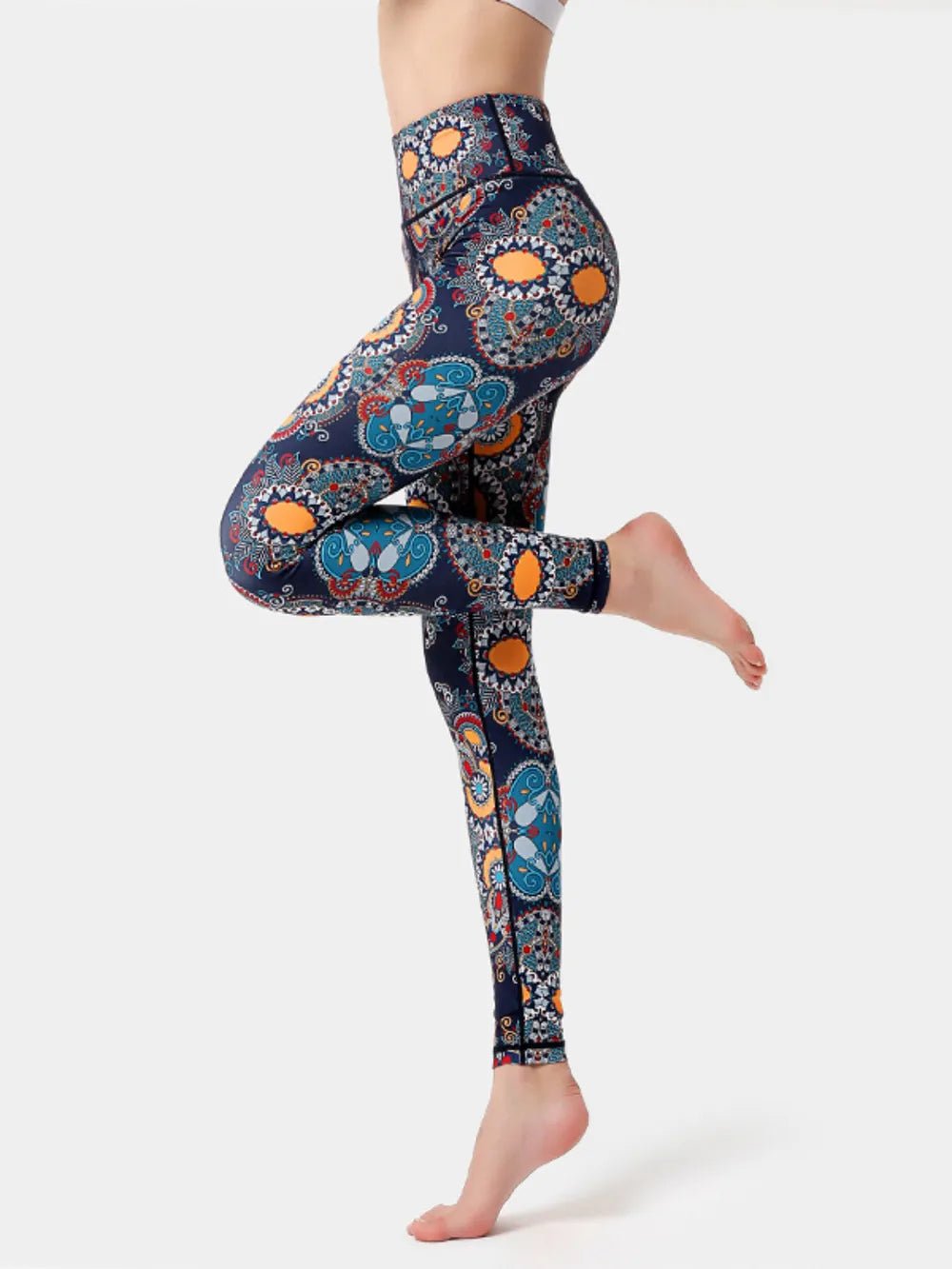 Printed High Waist Active Leggings - MAD RUFFI