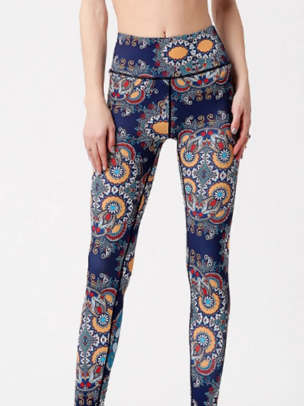 Printed High Waist Active Leggings - MAD RUFFI