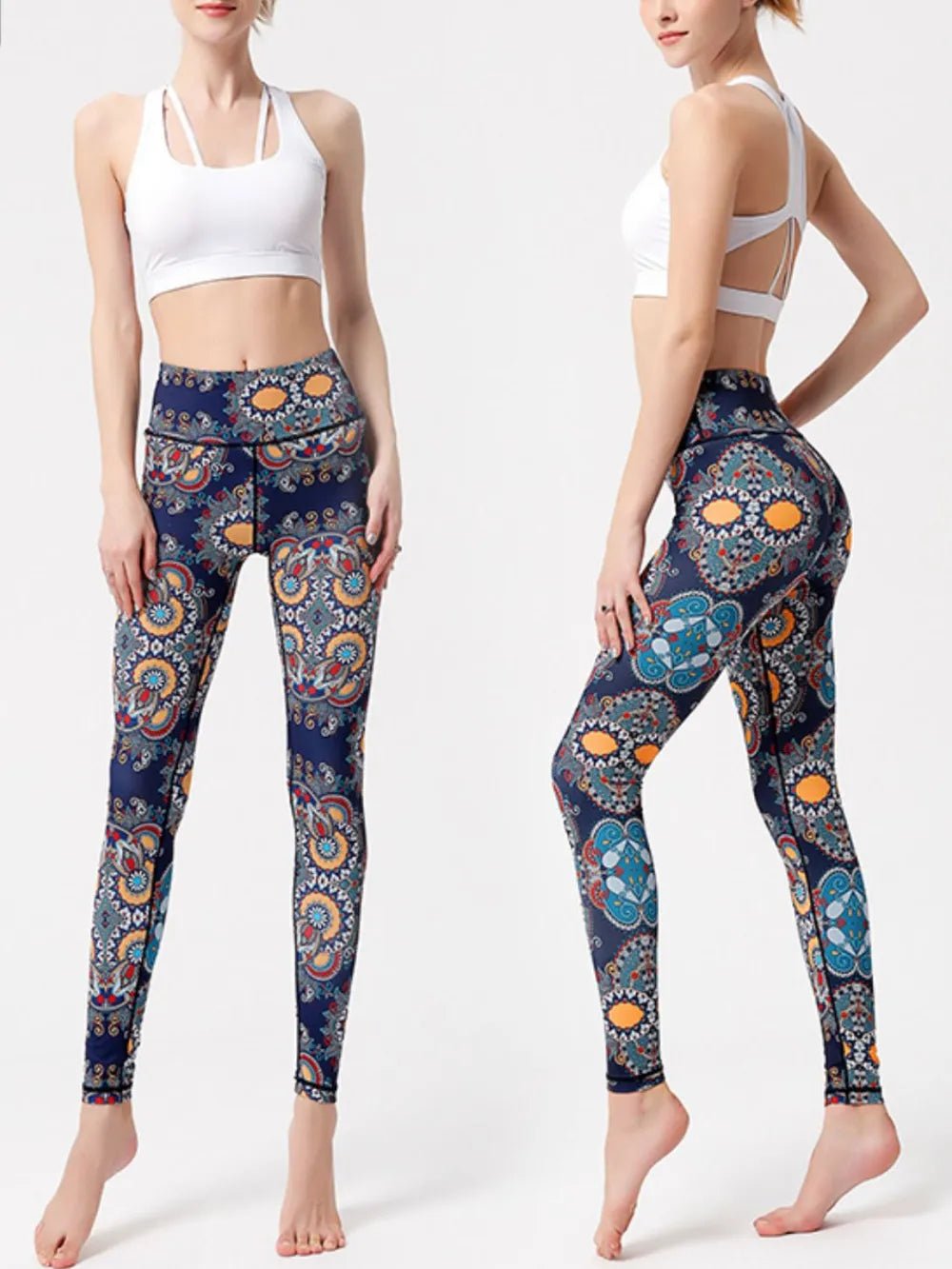 Printed High Waist Active Leggings - MAD RUFFI