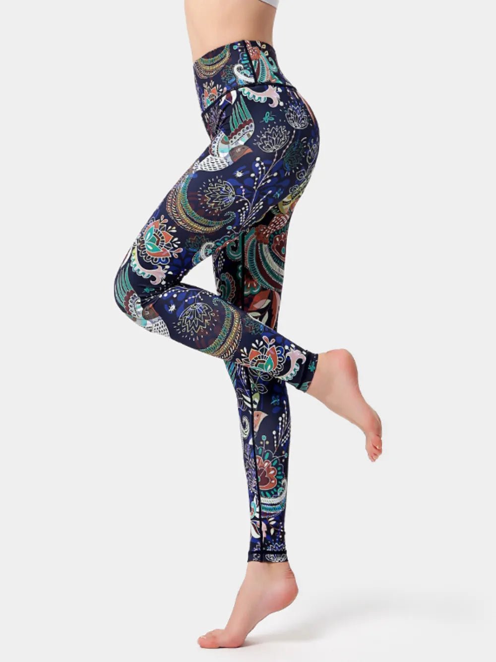 Printed High Waist Active Leggings - MAD RUFFI