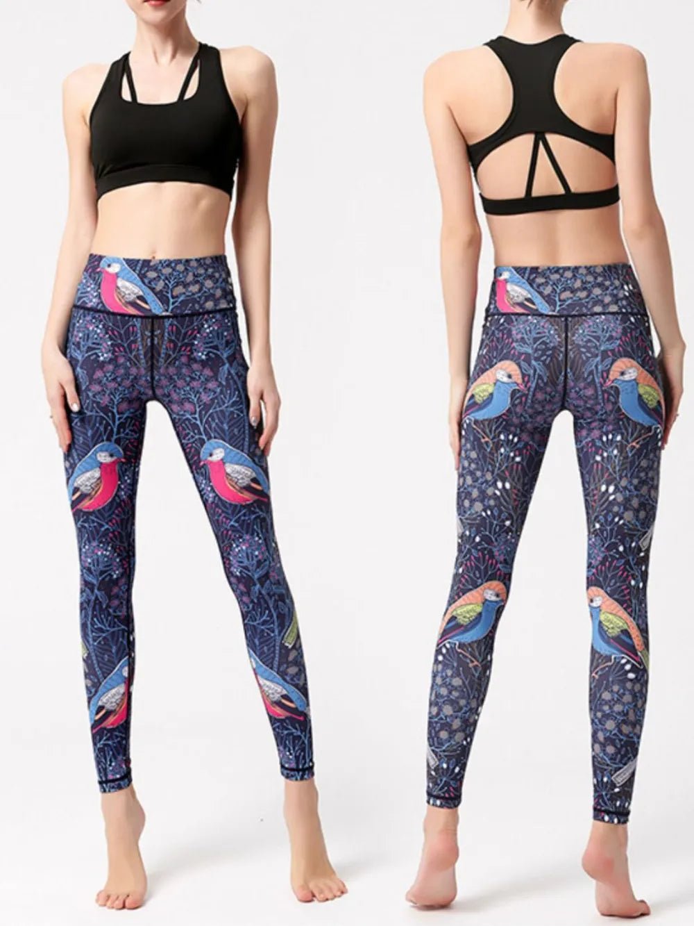Printed High Waist Active Leggings - MAD RUFFI