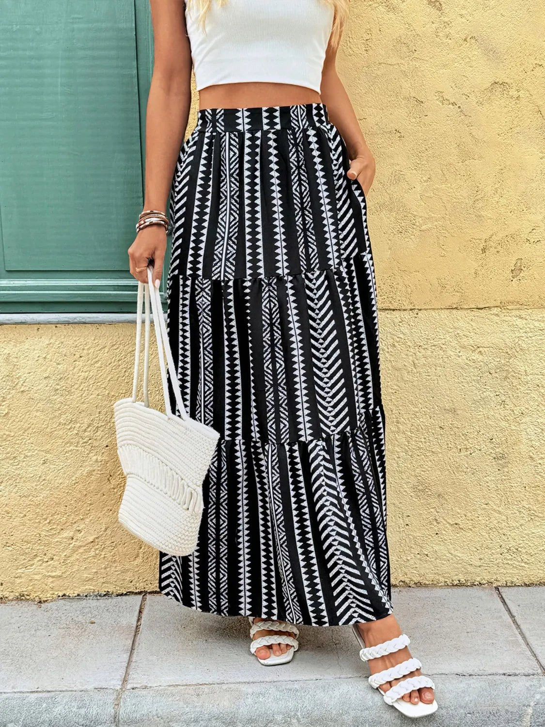 Printed High Waist Skirt - MAD RUFFI