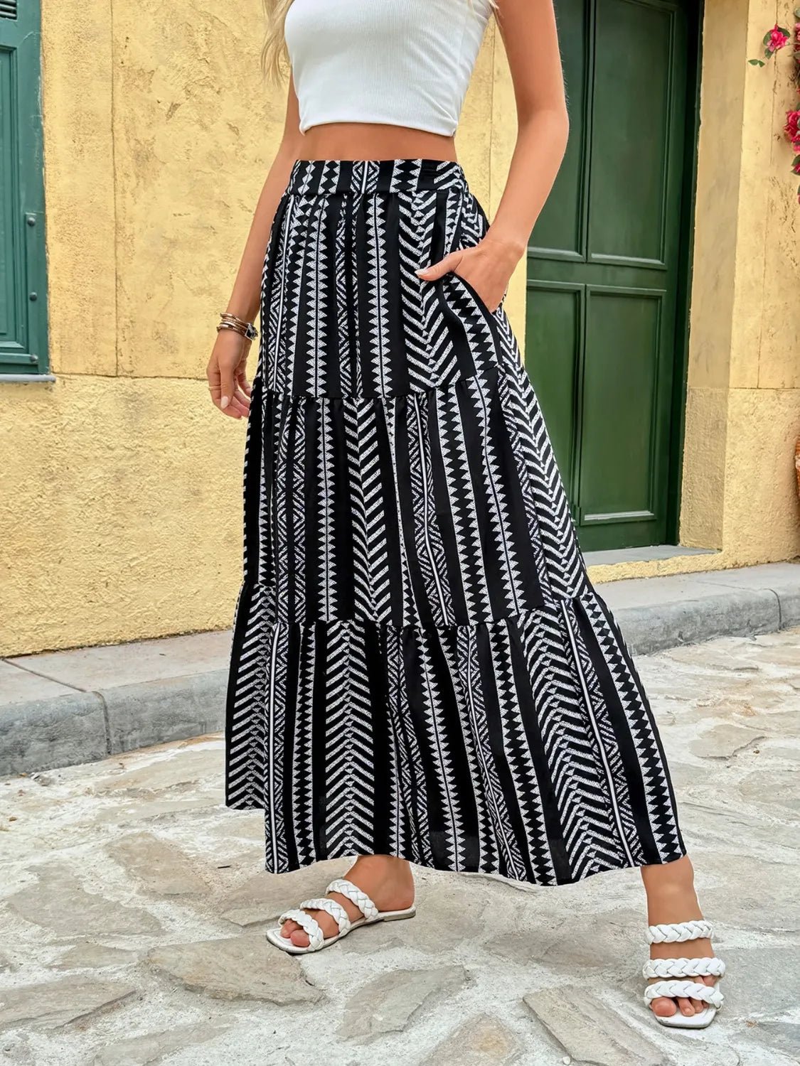 Printed High Waist Skirt - MAD RUFFI