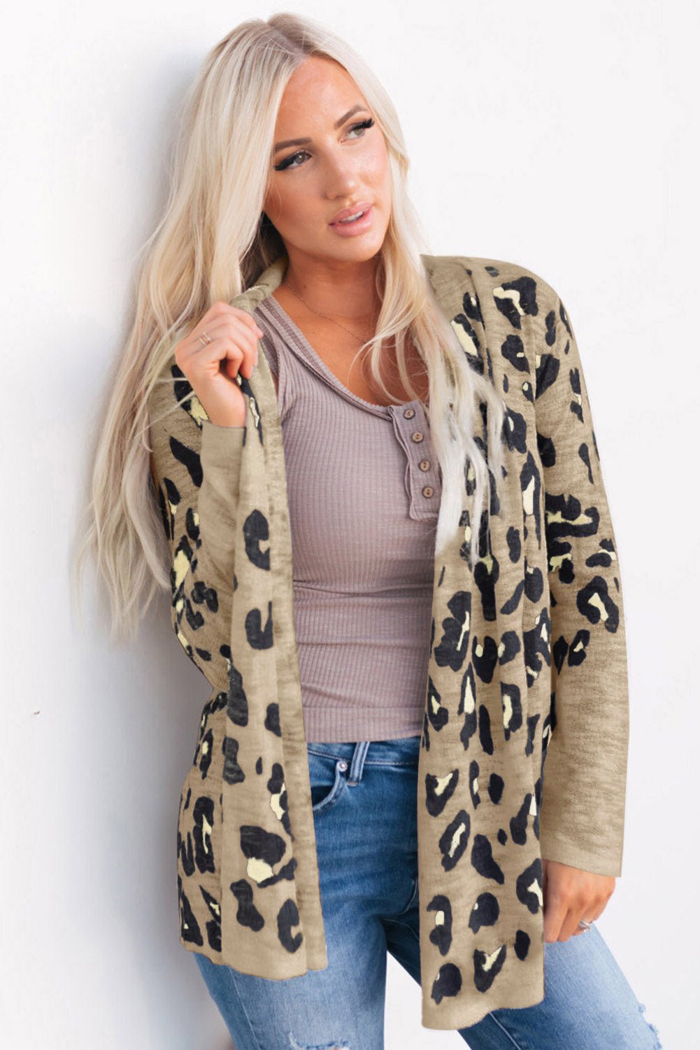 Printed Long Sleeve Cardigan - MAD RUFFI