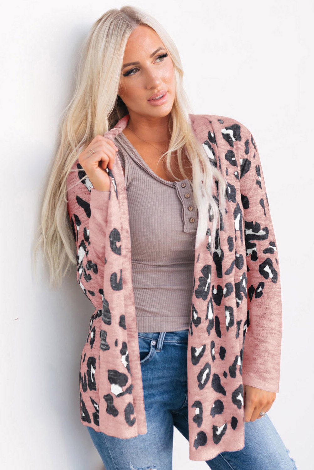Printed Long Sleeve Cardigan - MAD RUFFI