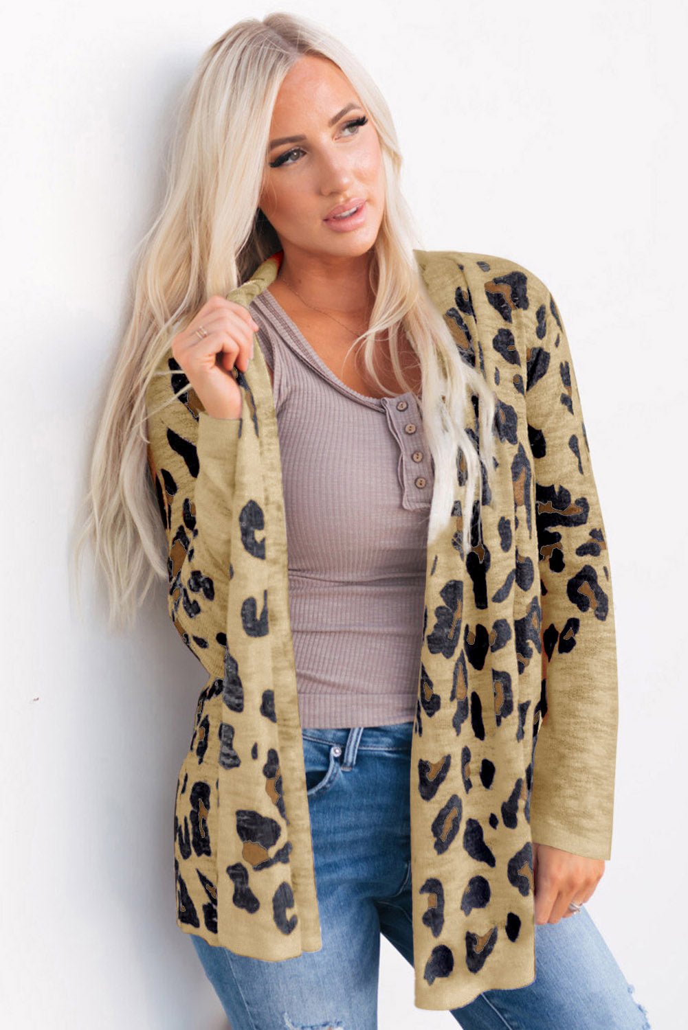 Printed Long Sleeve Cardigan - MAD RUFFI