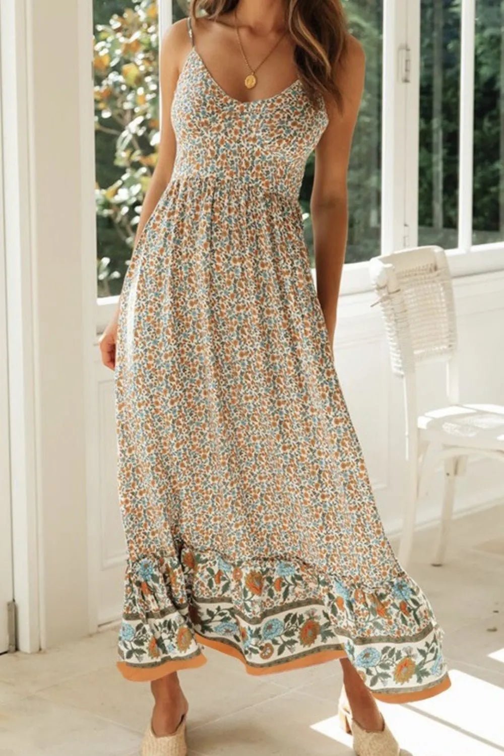 Printed Maxi Cami Dress - MAD RUFFI