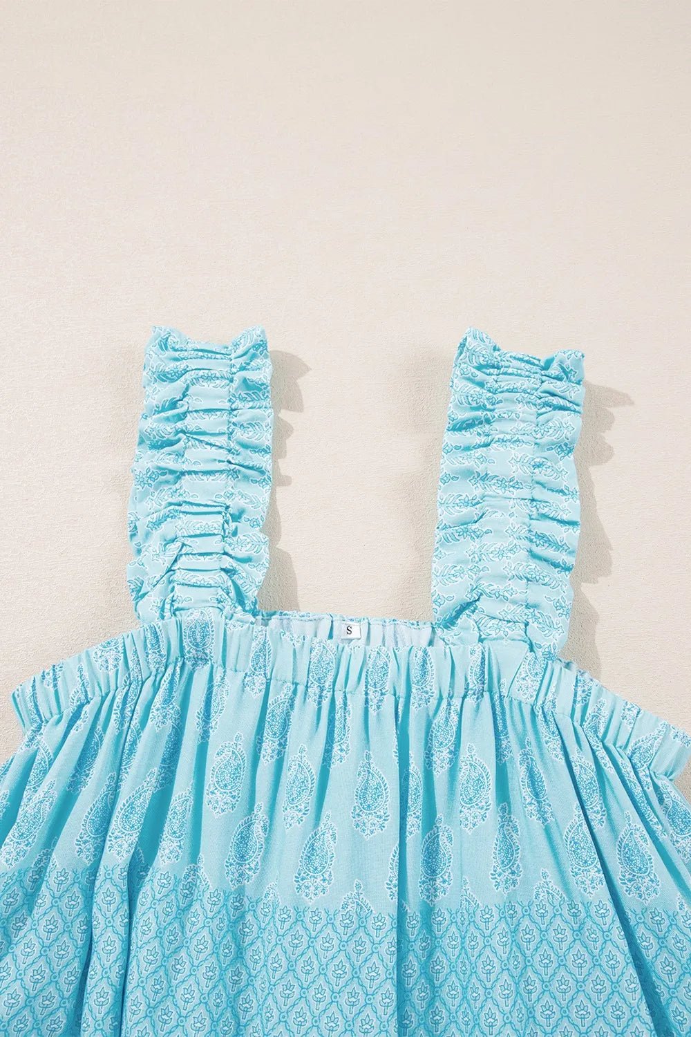 Printed Ruffled Wide Straps Tank - MAD RUFFI