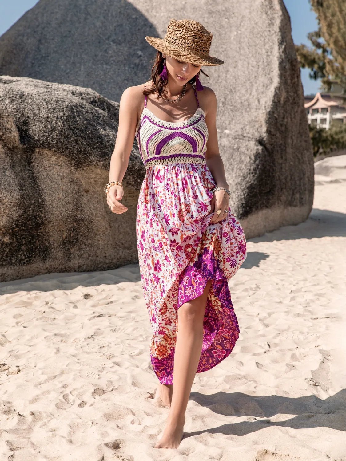 Printed Scoop Neck Cami Dress - MAD RUFFI