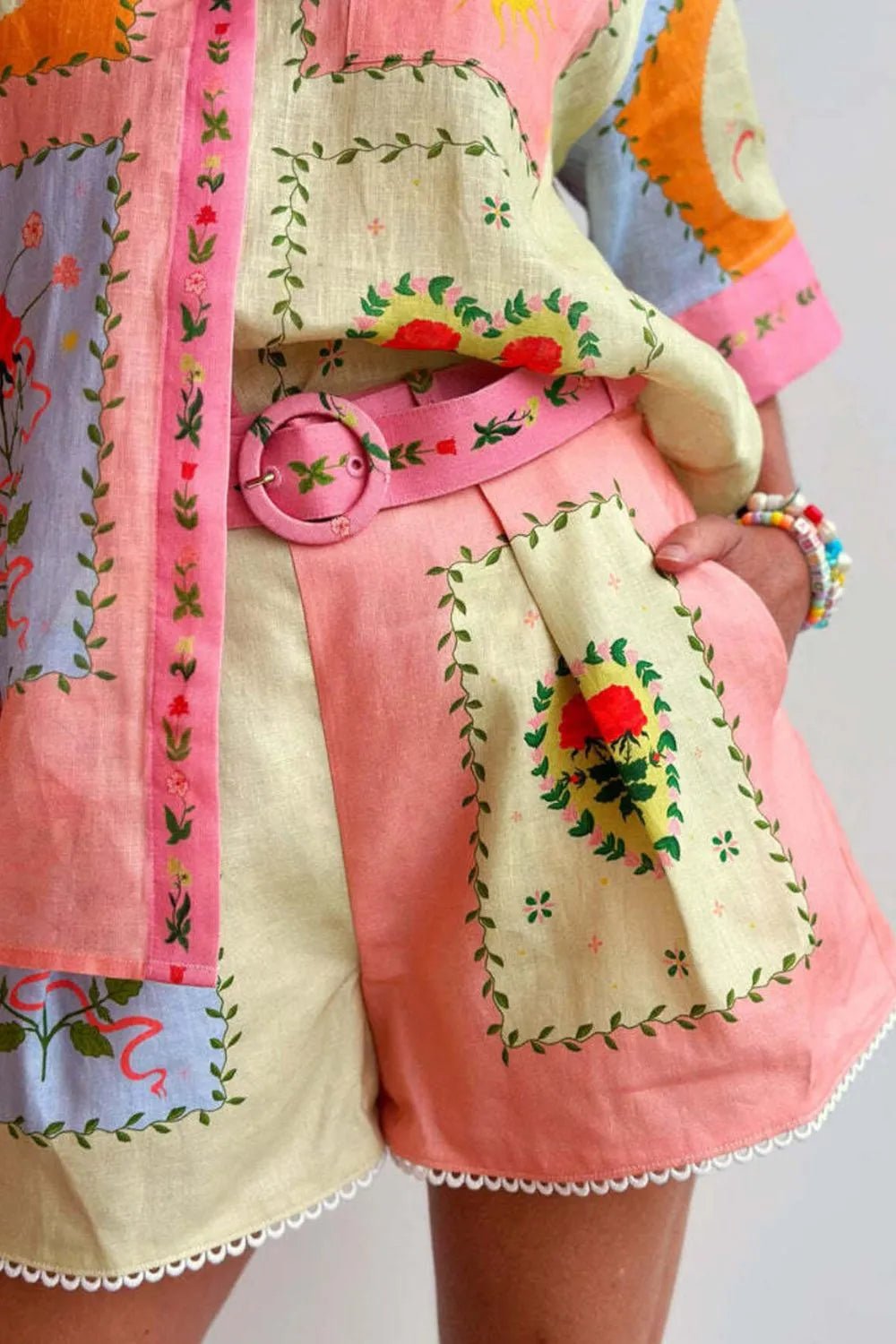 Printed Short Sleeve Shirt and Shorts Set - MAD RUFFI