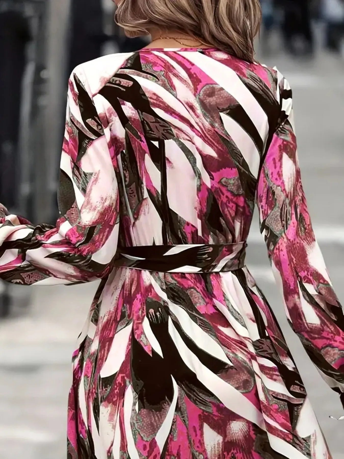 Printed Surplice Flounce Sleeve Maxi Dress - MAD RUFFI