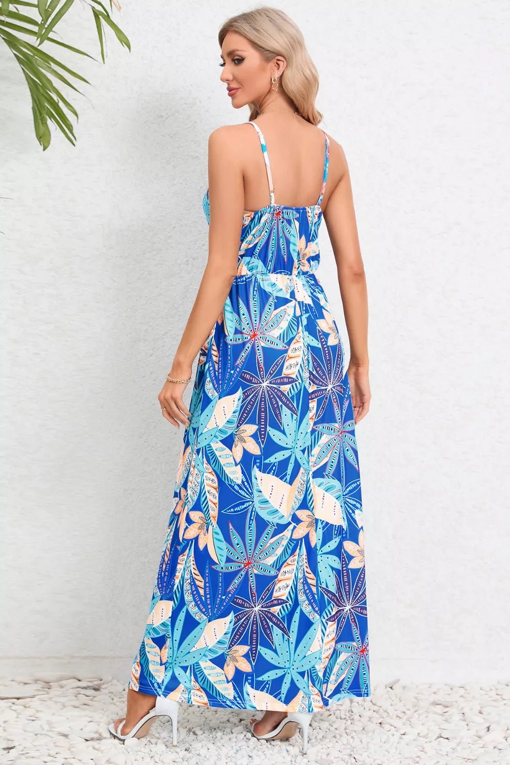 Printed Surplice Maxi Cami Dress - MAD RUFFI