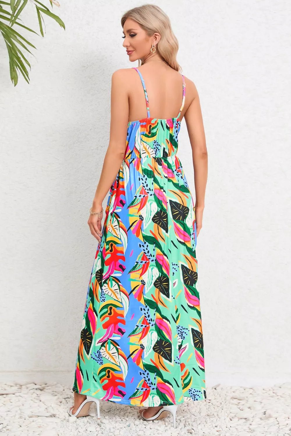 Printed Surplice Maxi Cami Dress - MAD RUFFI