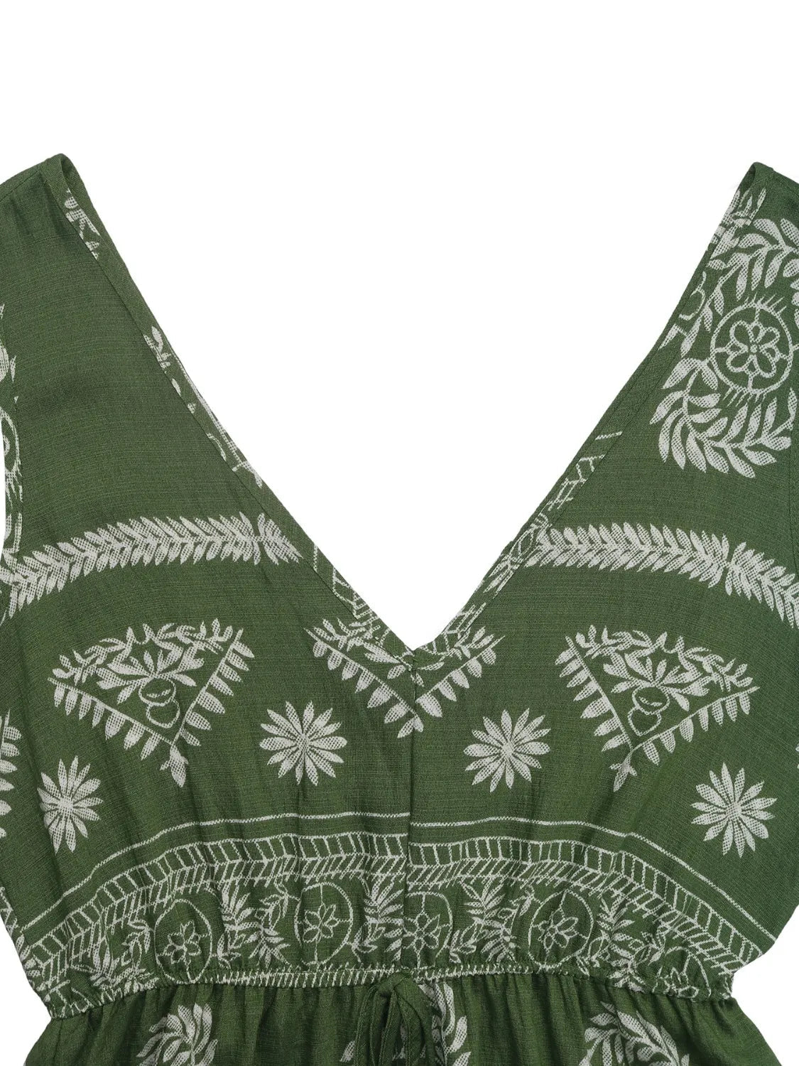 Printed V - Neck Sleeveless Dress - MAD RUFFI