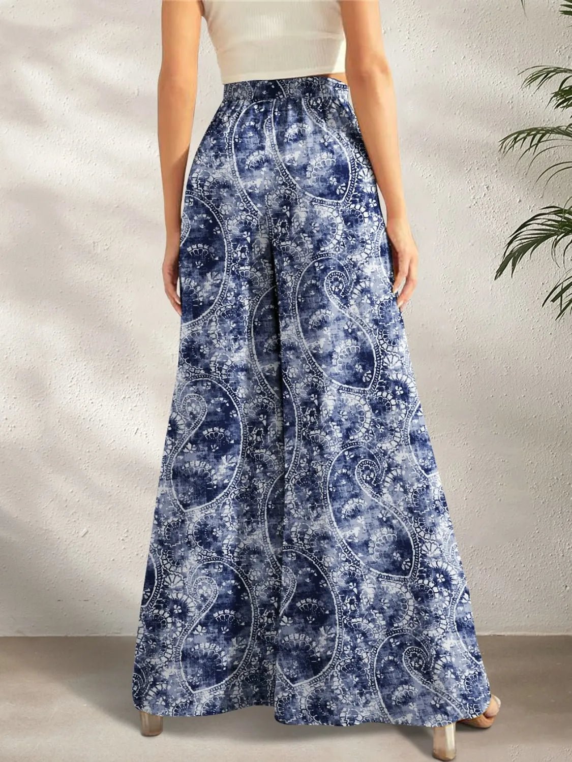 Printed Wide Leg Pants - MAD RUFFI