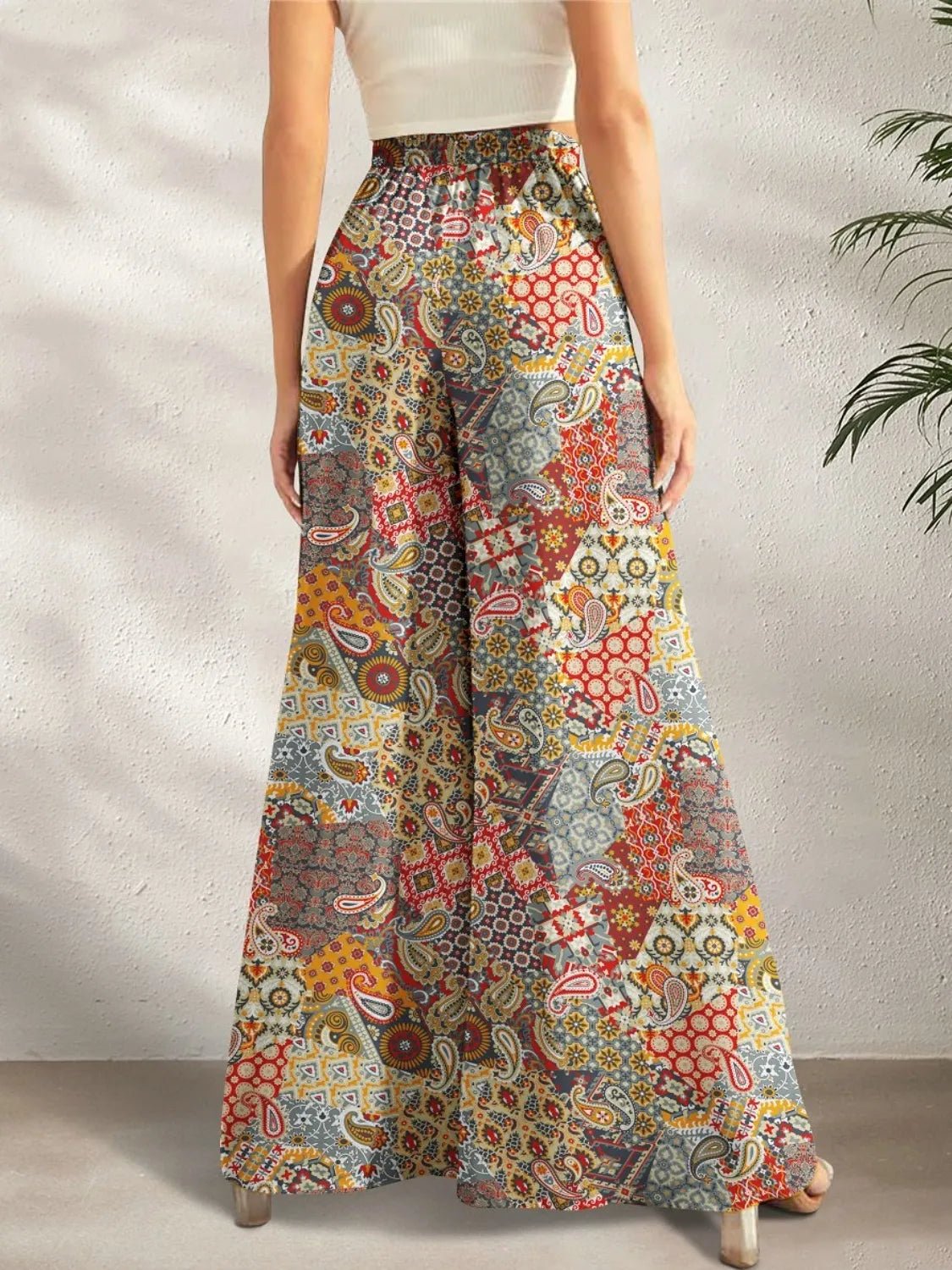 Printed Wide Leg Pants - MAD RUFFI