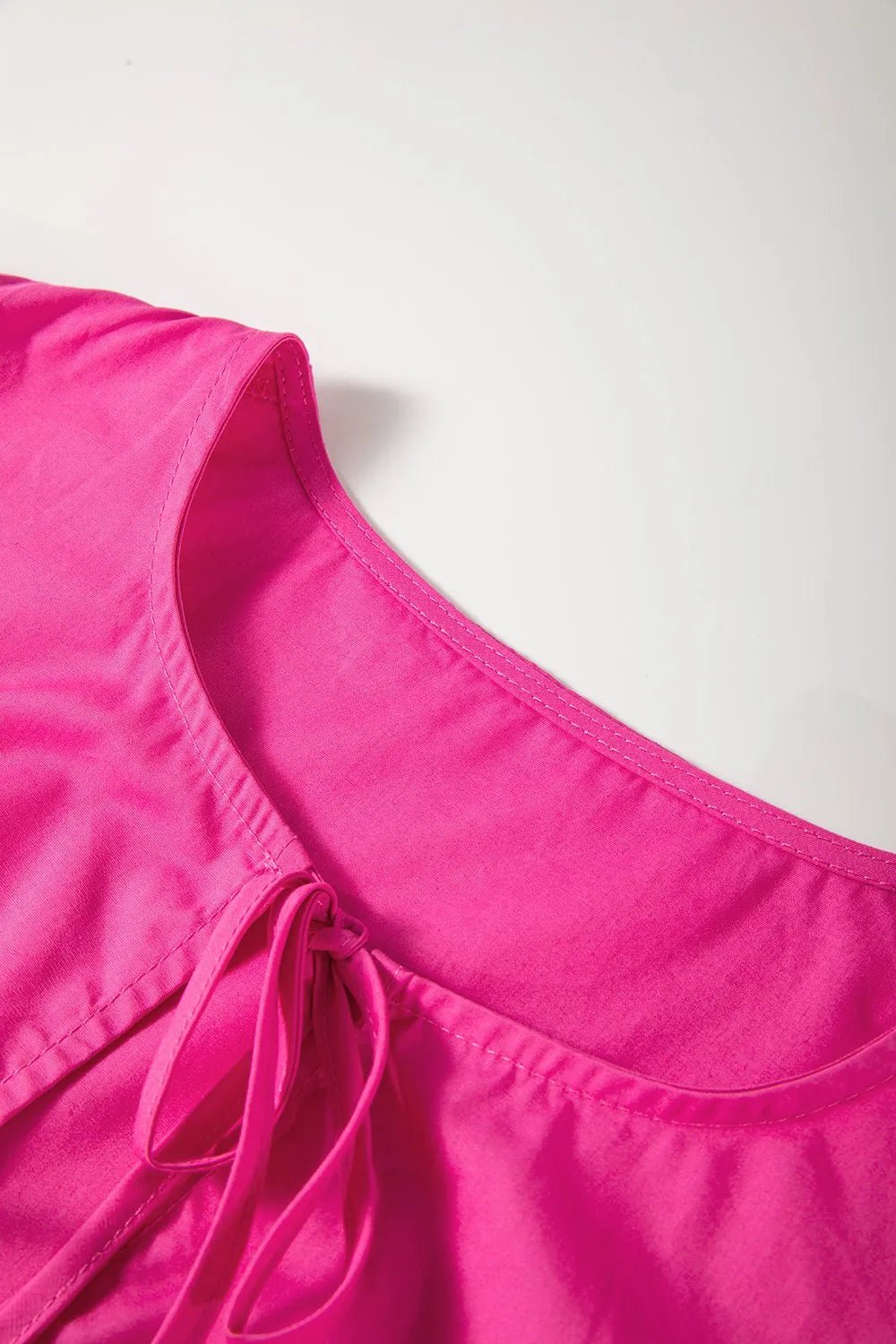 Puff Sleeve Tie Front High Waist Mini Dress - MAD RUFFI