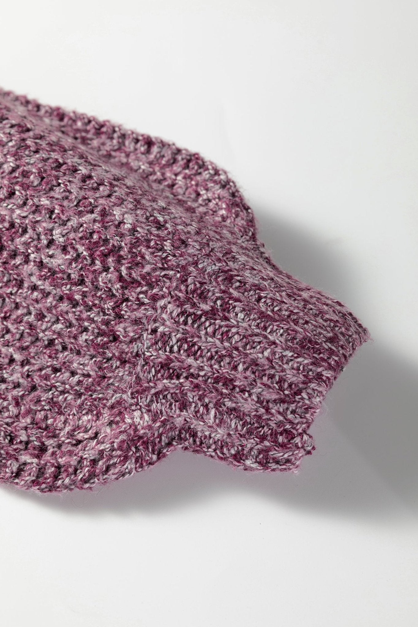 Purple Color Block Patchwork Knotted Back Loose Fit Sweater - MAD RUFFI