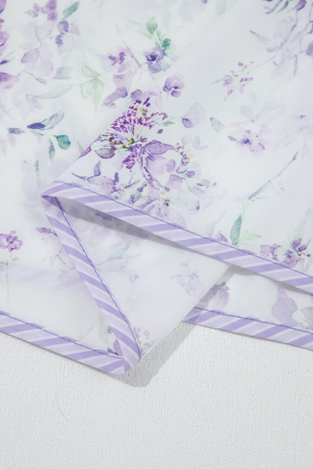 Purple Floral Print Split Neck Plus Size Top - MAD RUFFI