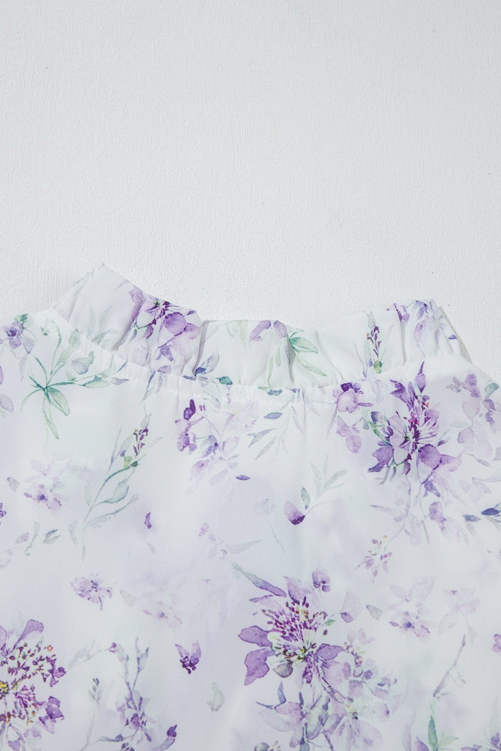 Purple Floral Print Split Neck Plus Size Top - MAD RUFFI