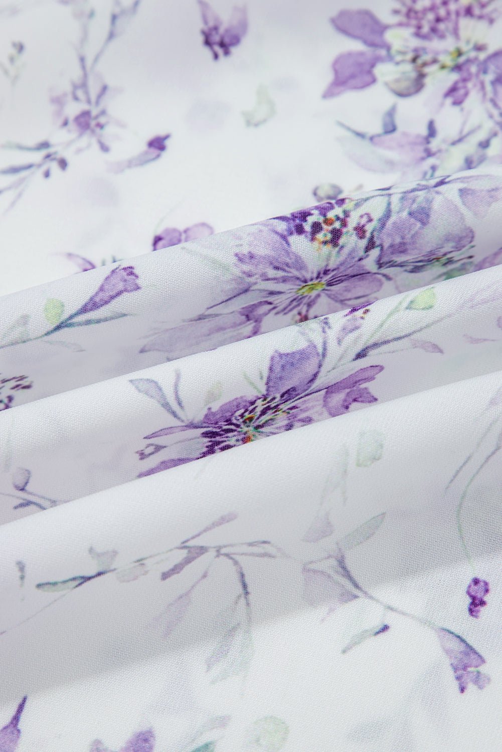 Purple Floral Print Split Neck Plus Size Top - MAD RUFFI