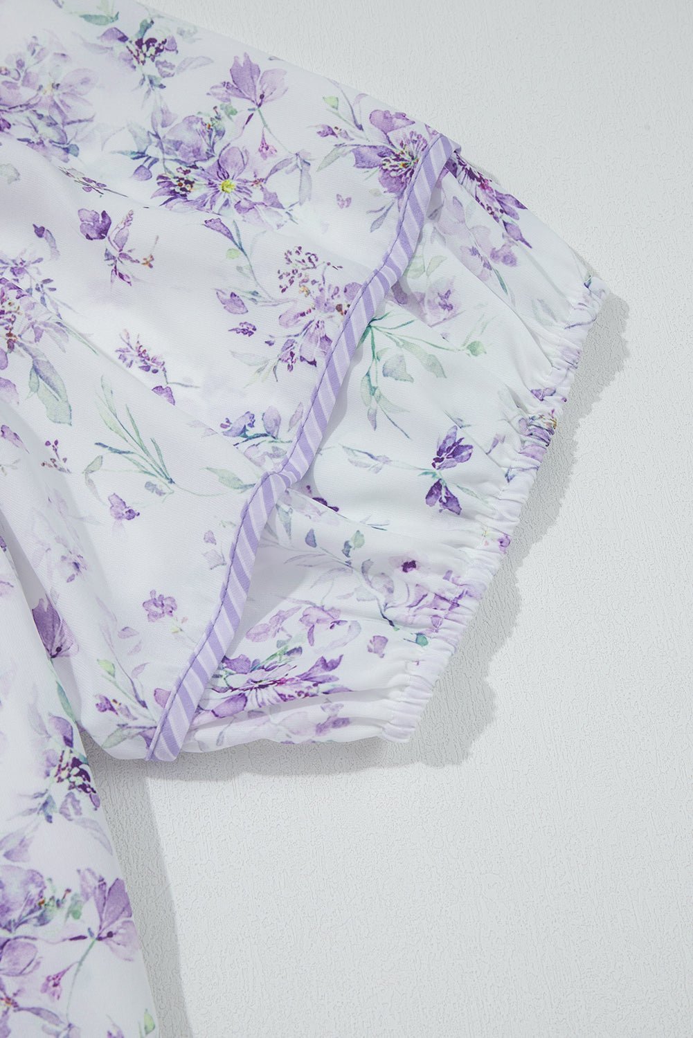 Purple Floral Print Split Neck Plus Size Top - MAD RUFFI