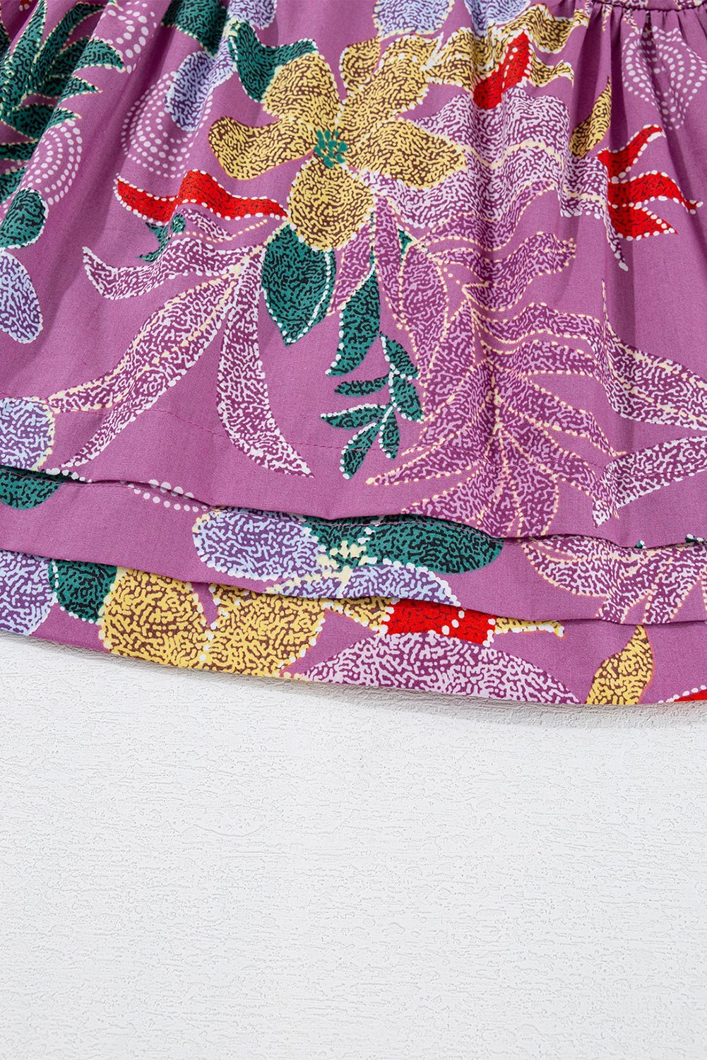 Purple Floral Print Sweetheart Neck Flutter Sleeve Blouse - MAD RUFFI