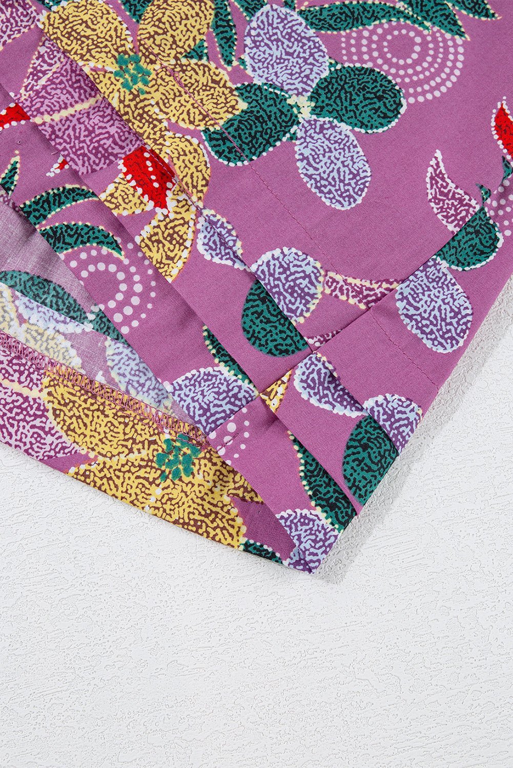 Purple Floral Print Sweetheart Neck Flutter Sleeve Blouse - MAD RUFFI