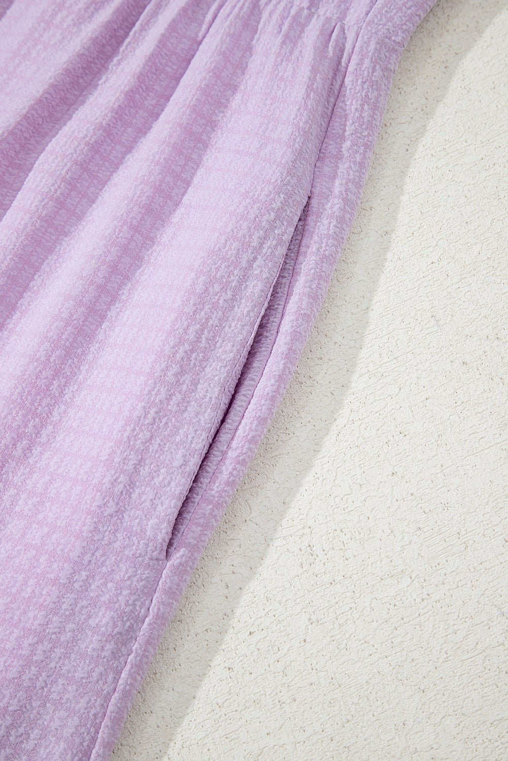 Purple Ruffled Flutter Sleeve Square Neck Textured Tiered Maxi Dress - MAD RUFFI