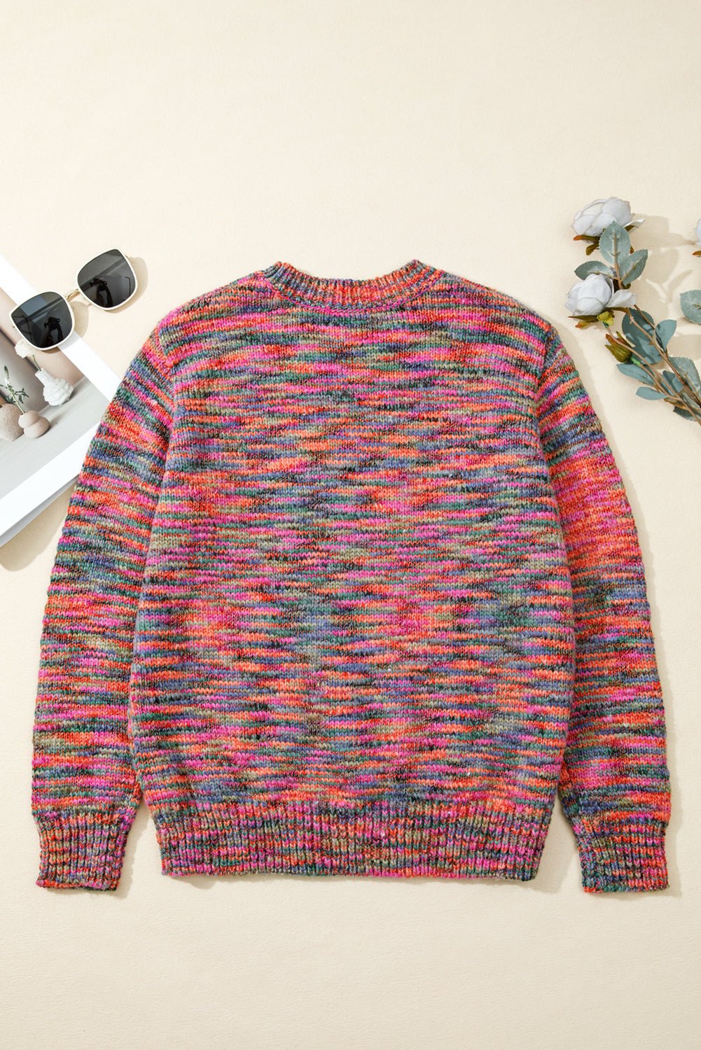 Purple Space Dye Yarn Crew Neck Sweater - MAD RUFFI