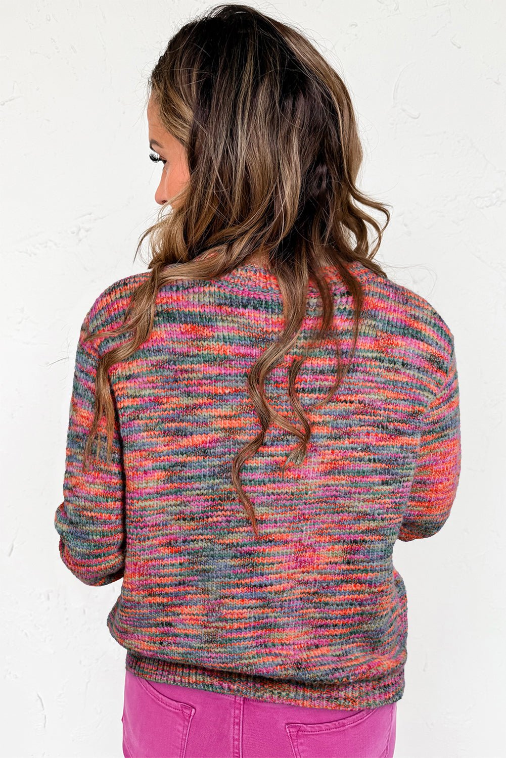Purple Space Dye Yarn Crew Neck Sweater - MAD RUFFI
