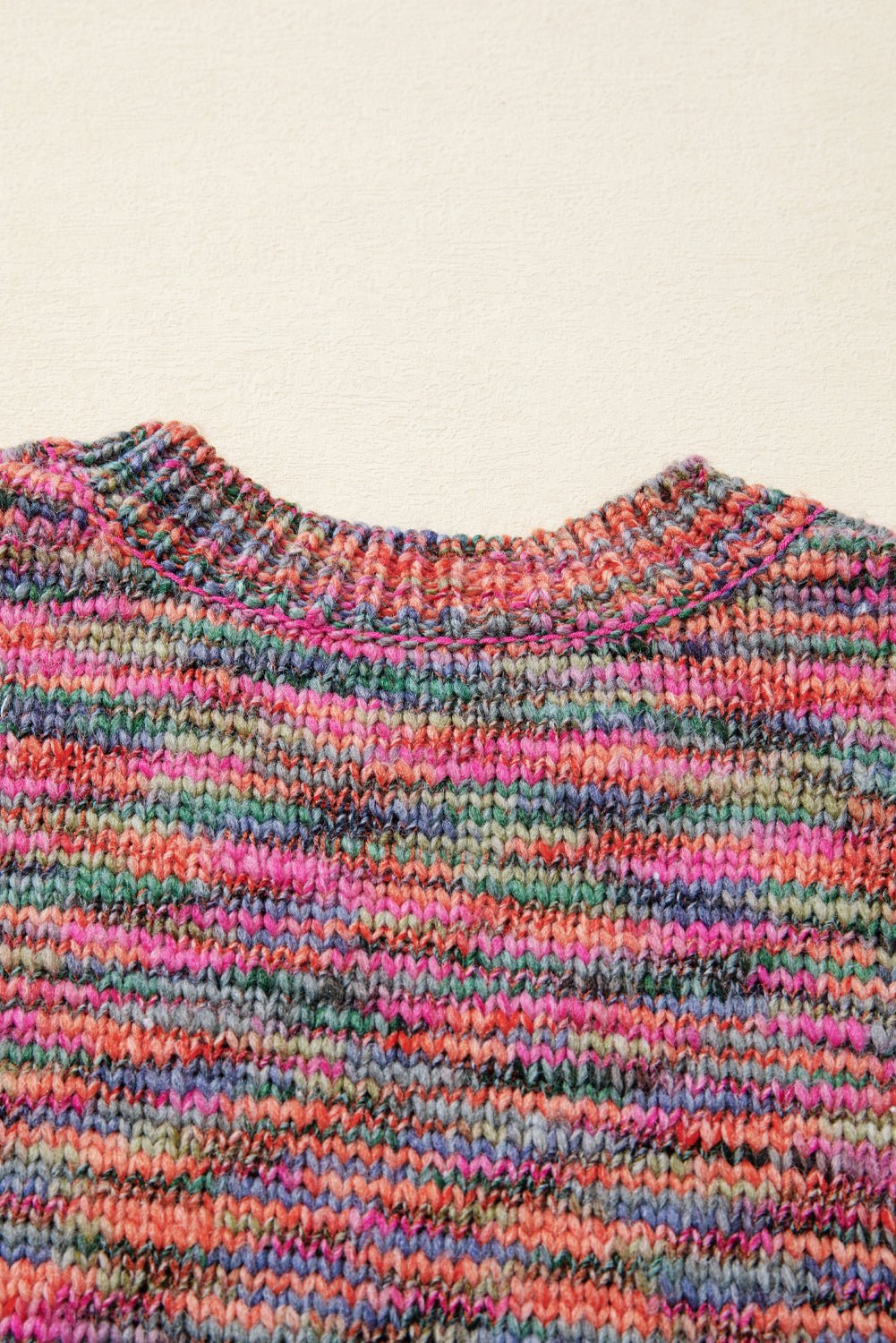 Purple Space Dye Yarn Crew Neck Sweater - MAD RUFFI