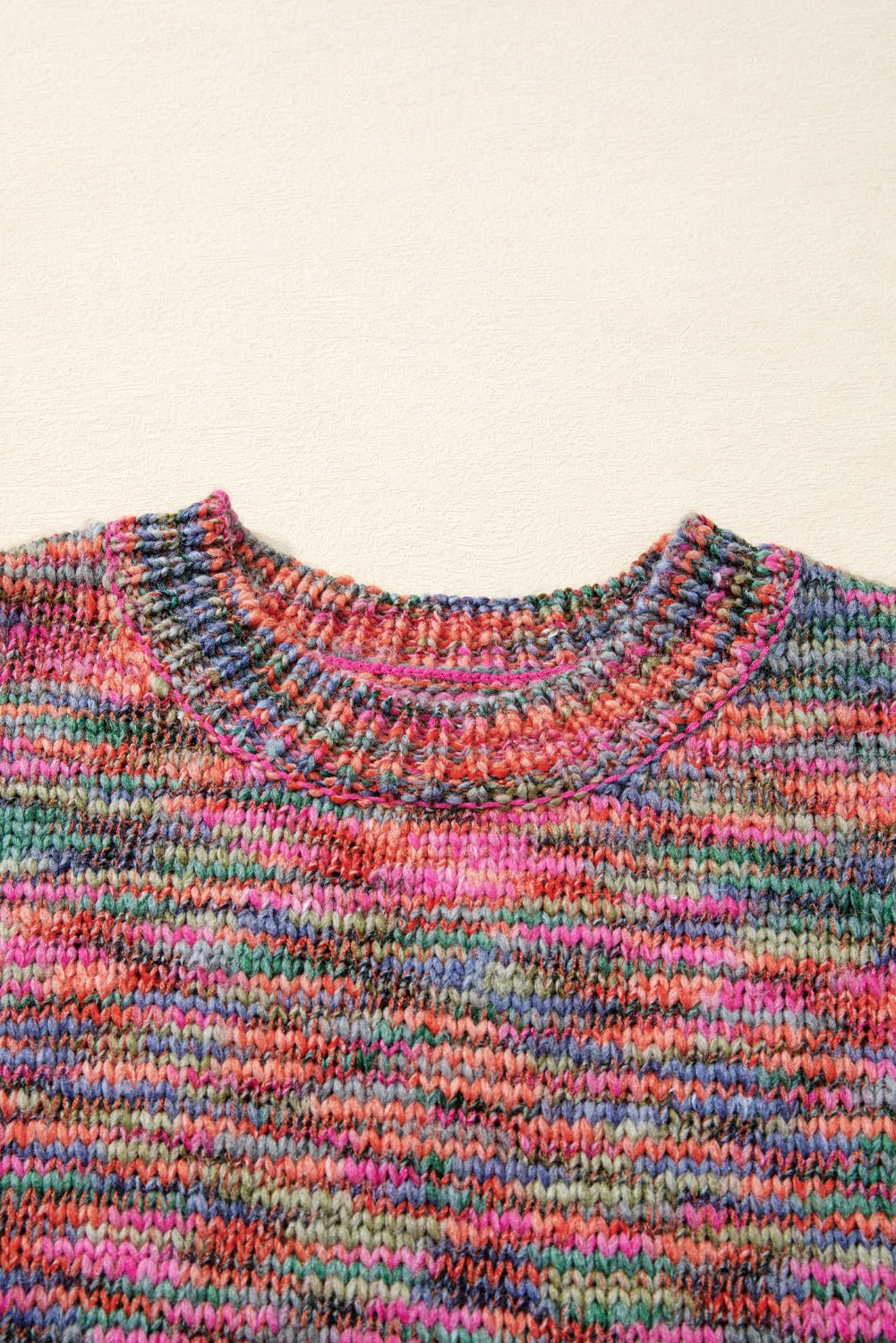 Purple Space Dye Yarn Crew Neck Sweater - MAD RUFFI