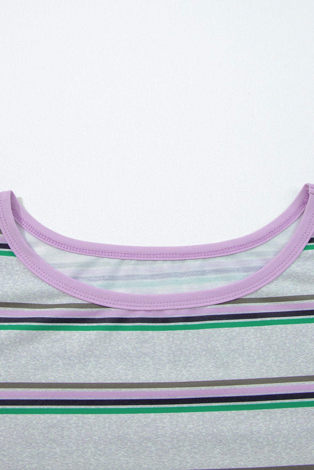 Purple Stripe Oversize Drop Shoulder Long Sleeve Casual Top - MAD RUFFI