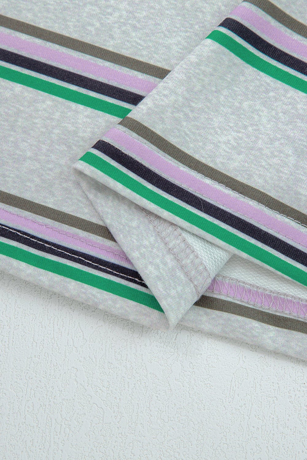 Purple Stripe Oversize Drop Shoulder Long Sleeve Casual Top - MAD RUFFI