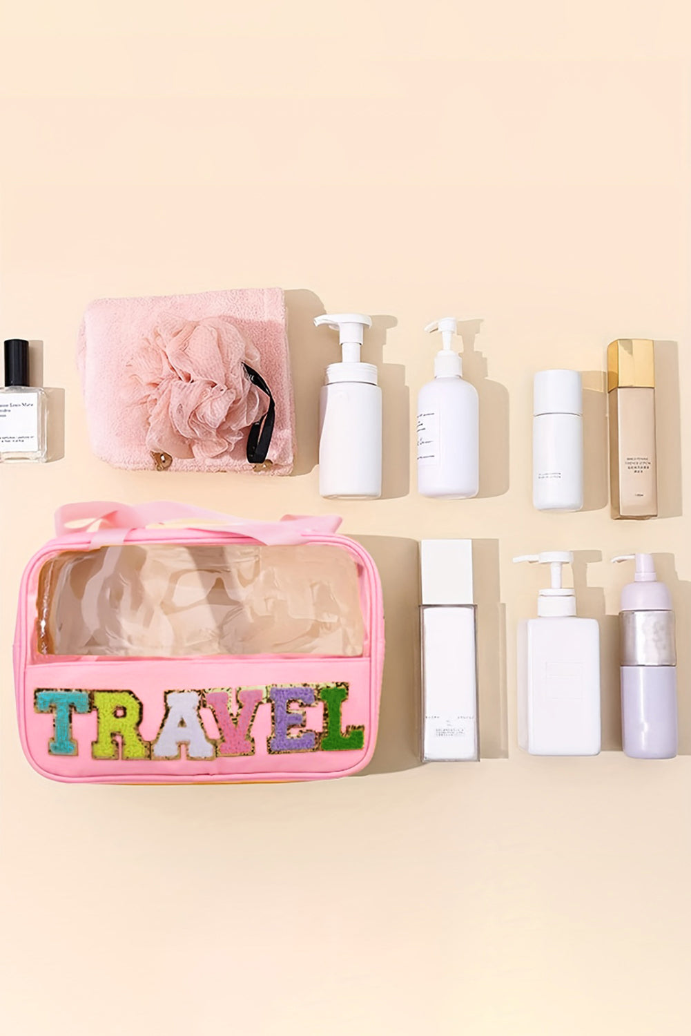 Purple TRAVEL Letter Clear PVC Makeup Bag - MAD RUFFI